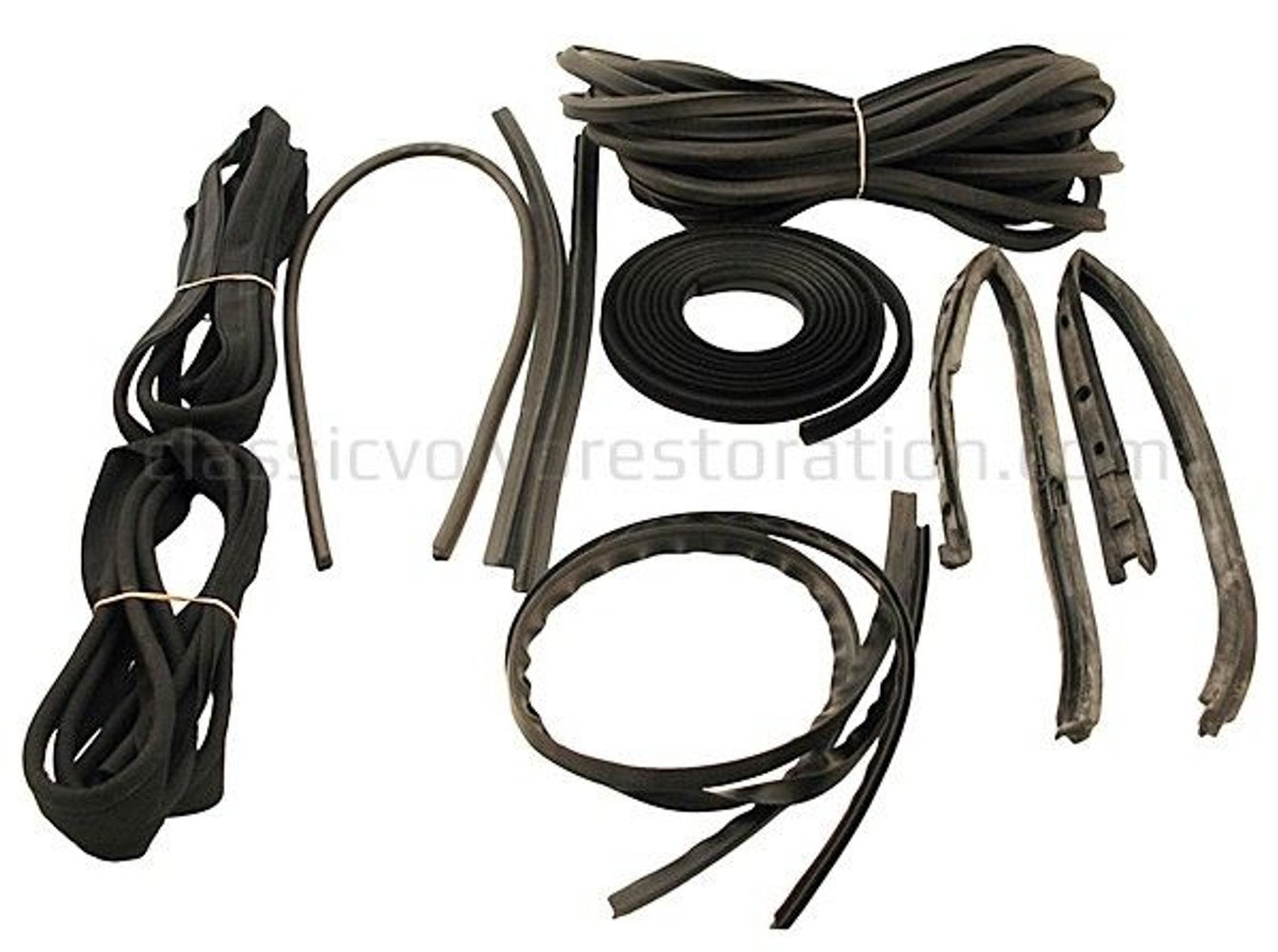 Kit de caoutchouc et de rails de guidage pour Volvo Duett avec bandes textiles noires