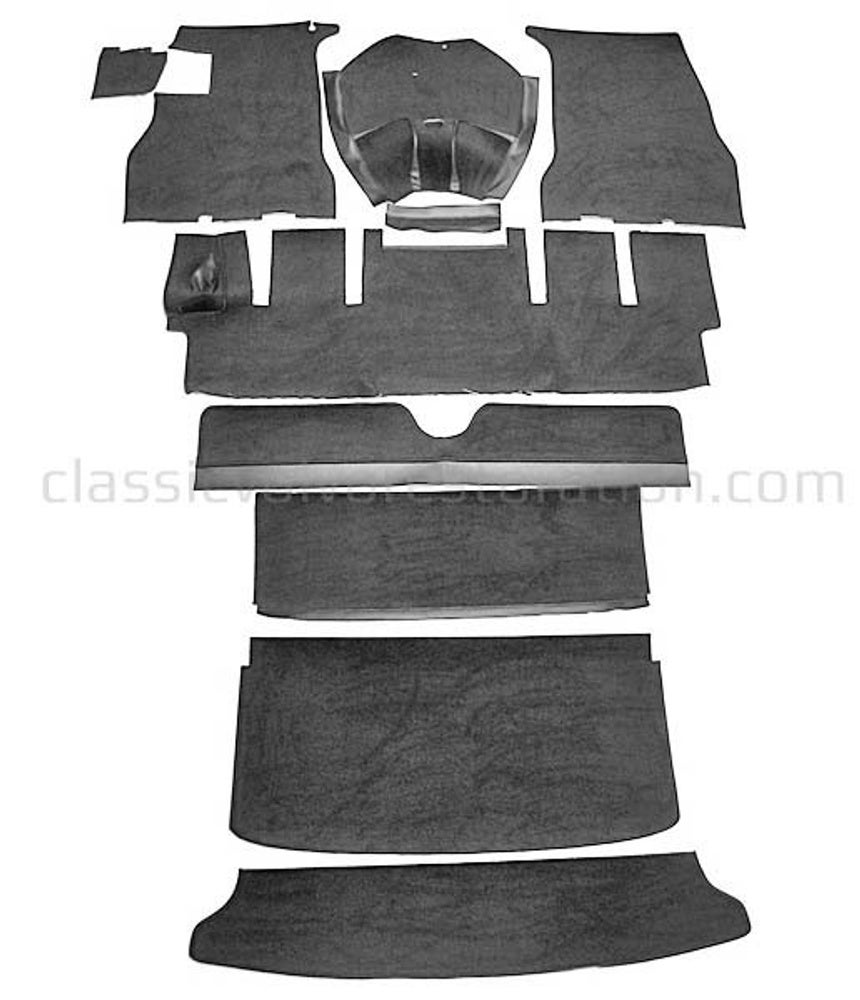 Jeu de tapis pour Volvo 1800S, textile noir (conduite à droite)