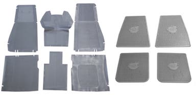 Jeu de tapis pour Volvo PV444, PV544, Duett 1954-68, en caoutchouc gris avec tapis accessoires