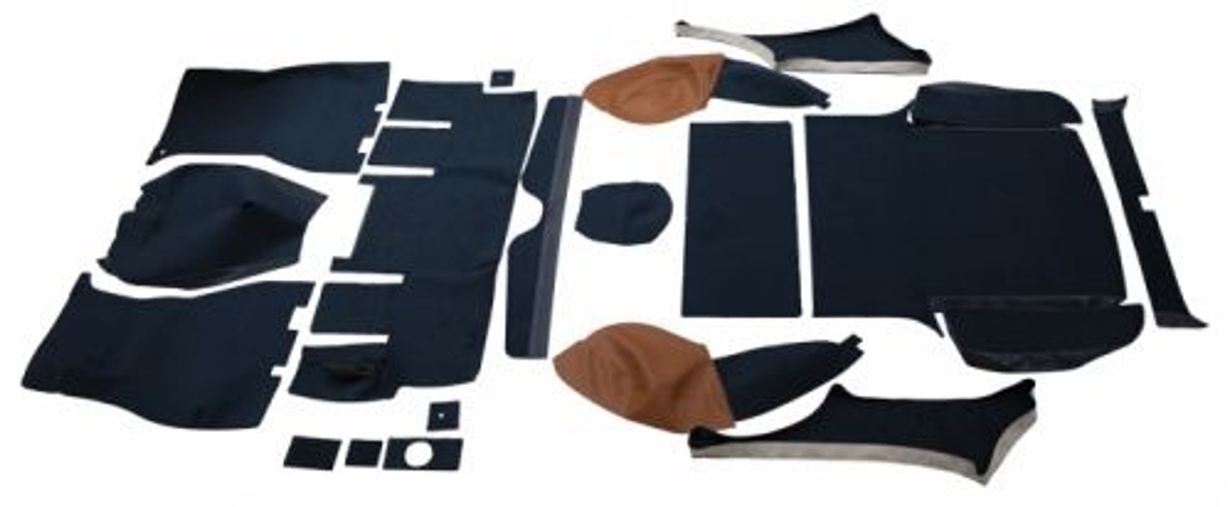 Jeu de tapis pour Volvo 1800ES, tissu bleu/marron