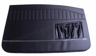 Panneaux de porte noirs avec baguette chromée étroite pour Volvo Amazon 2 portes (1966-1968).