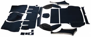 Jeu de tapis pour Volvo 1800ES, tissu bleu/noir