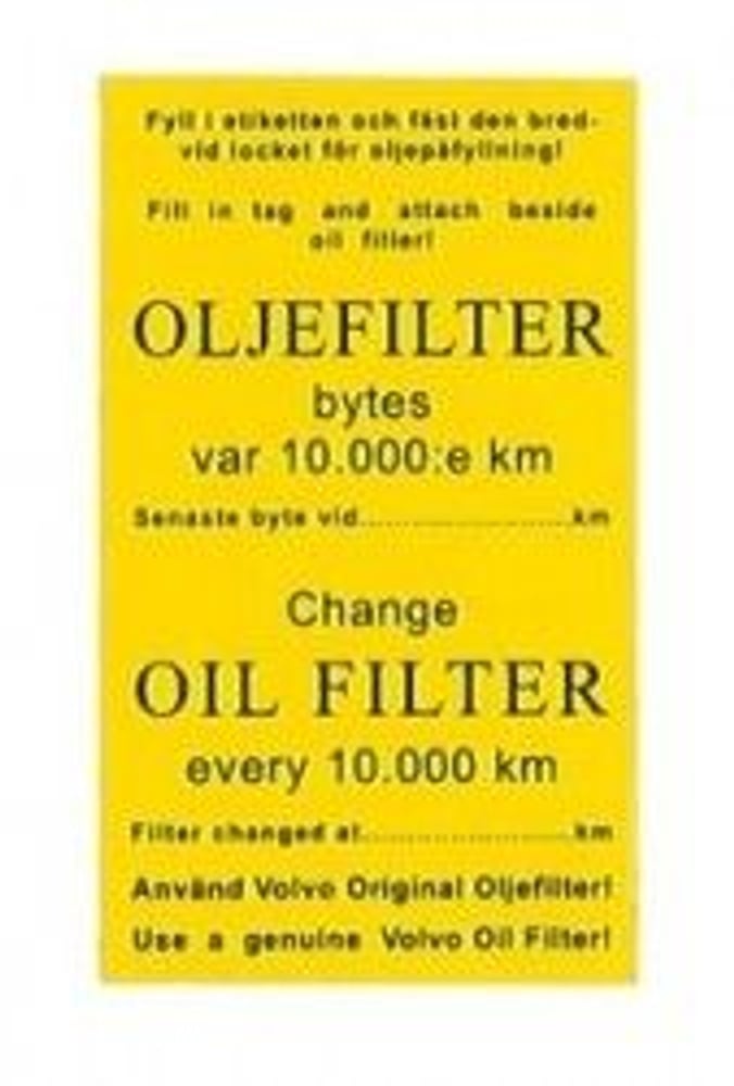 Autocollant d'entretien du filtre à huile — bild 1 av 2