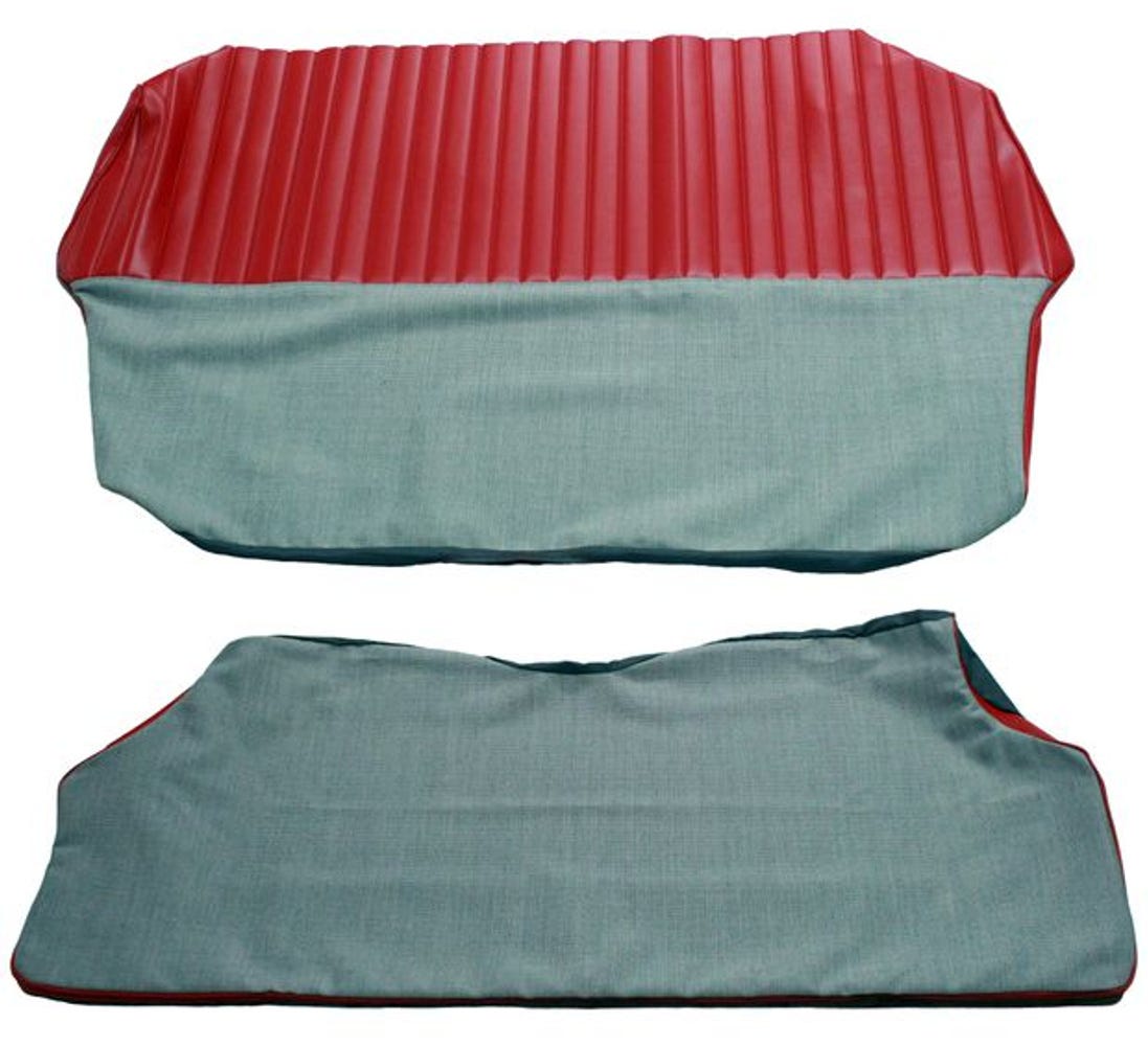 Garniture de siège arrière pour Volvo PV544A 1958-60 rouge/gris Alt.2