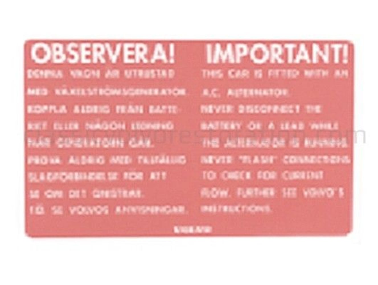 Autocollant alternateur rouge pour Volvo 123GT — bild 2 av 2