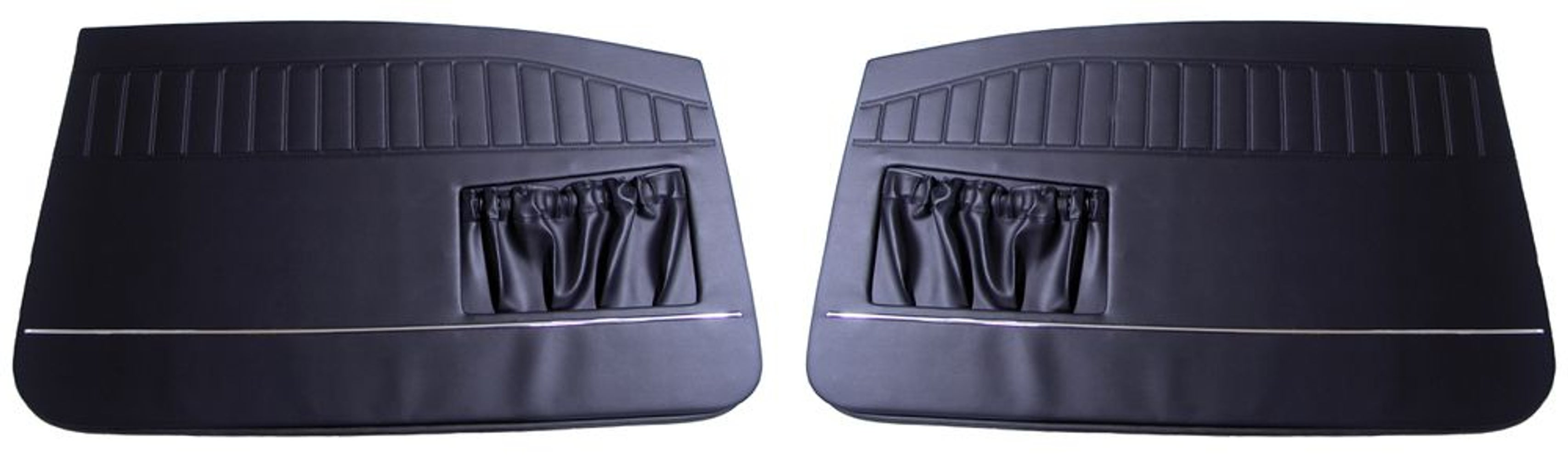 Panneaux de porte noirs avec baguette chromée étroite pour Volvo Amazon 2 portes (1966-1968). — bild 2 av 2