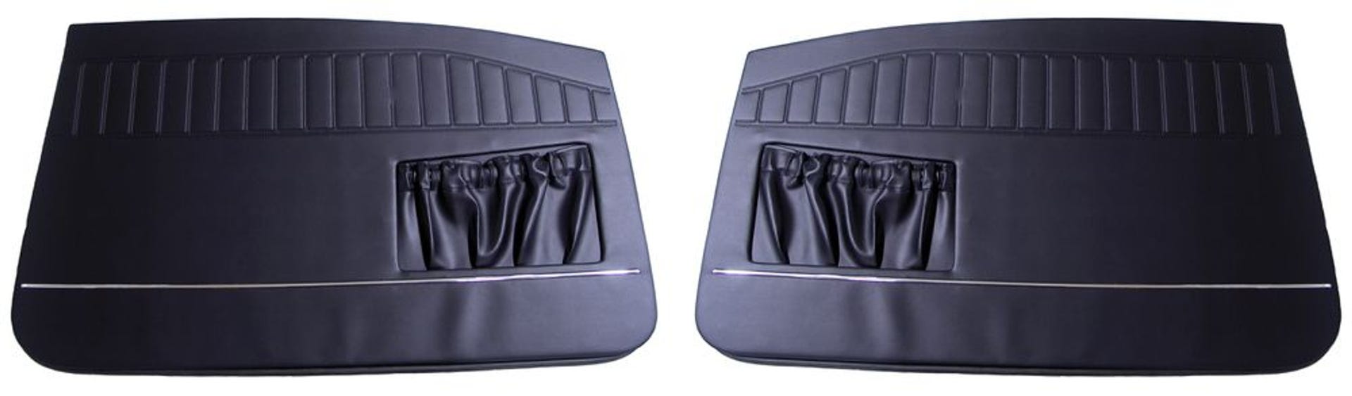 Panneaux de porte noirs avec baguette chromée étroite pour Volvo Amazon 2 portes (1966-1968). — bild 2 av 2