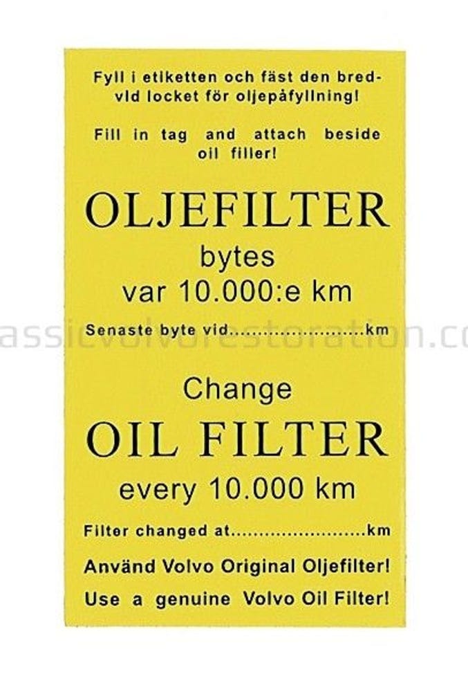 Autocollant d'entretien du filtre à huile — bild 2 av 2