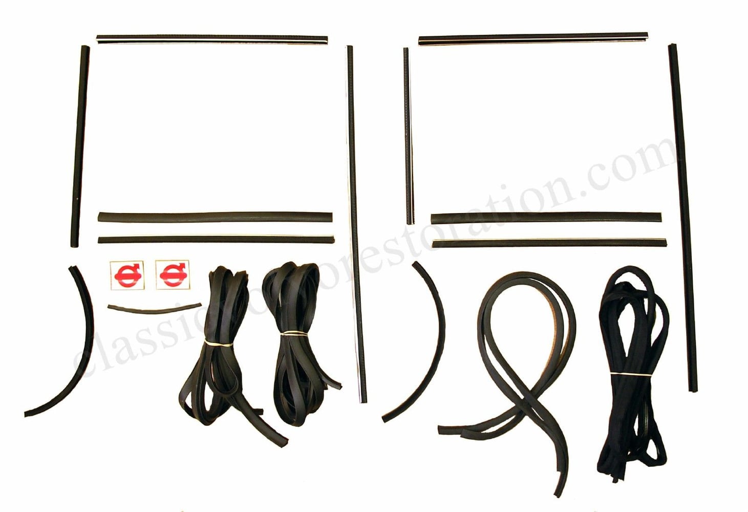 Kit de caoutchouc et de rails de guidage pour Volvo Amazon 4D avec bandes textiles