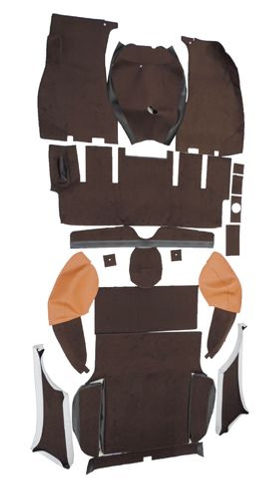 Jeu de tapis pour Volvo 1800ES, tissu marron/marron