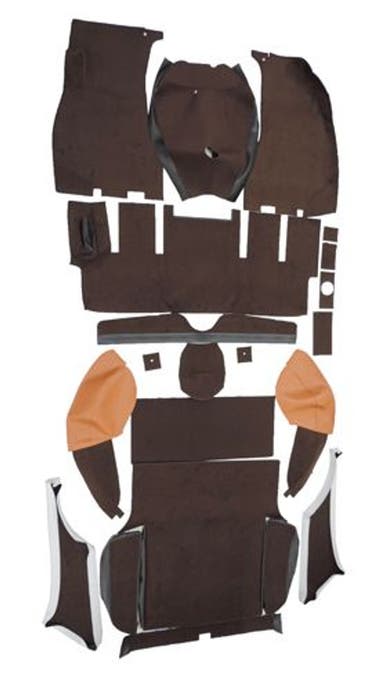 Jeu de tapis pour Volvo 1800ES, tissu marron/marron