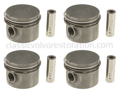 Jeu de pistons (4 pièces) avec segments pour Volvo B19, B20, B30 1974- 0,015"