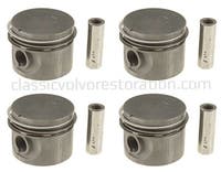 Jeu de pistons (4 pièces) avec segments pour Volvo B19, B20, B30 1974- 0,015" — bild 1 av 2