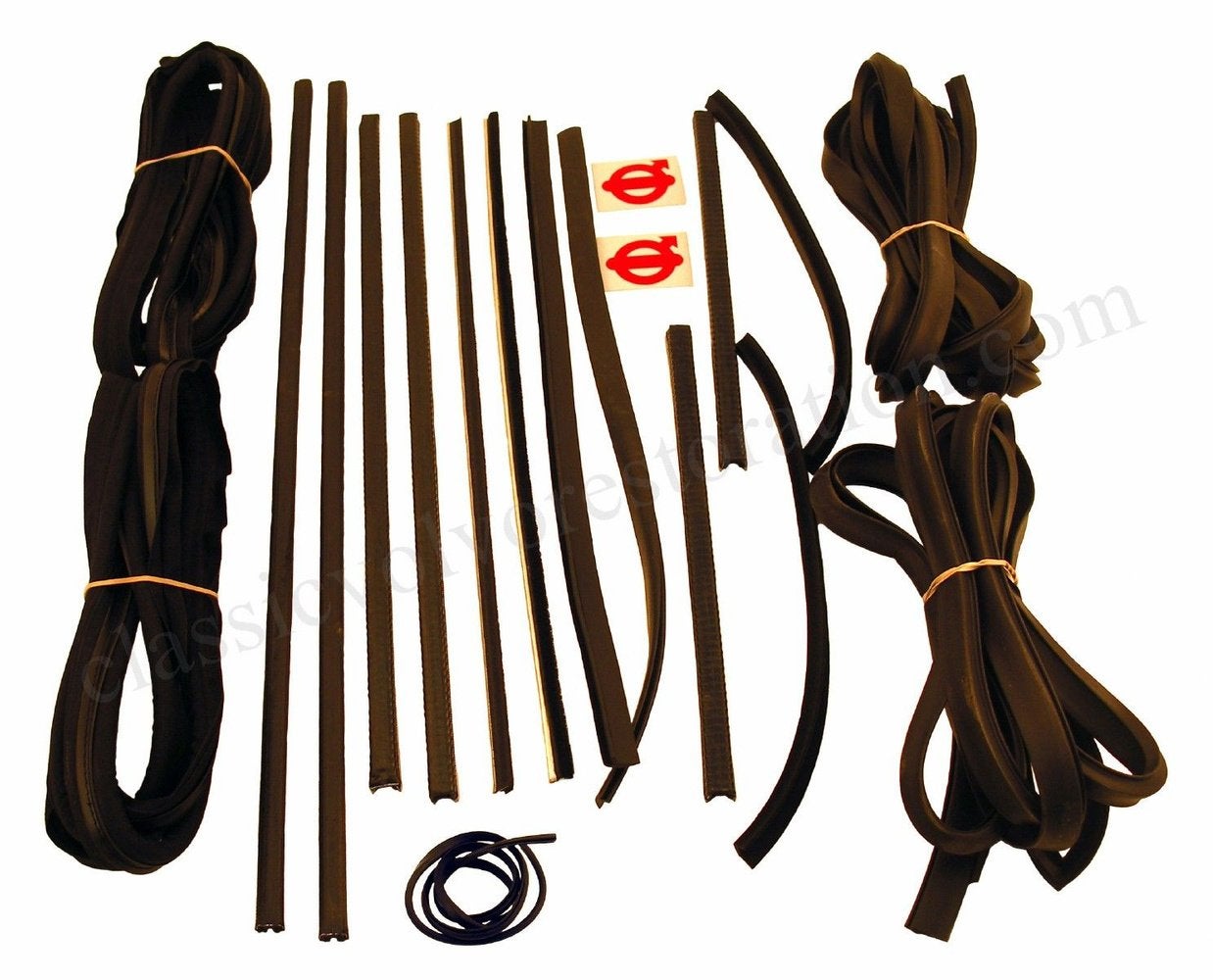 Kit de caoutchouc et de rail de guidage pour Volvo Amazon 2D-69 avec bandes textiles