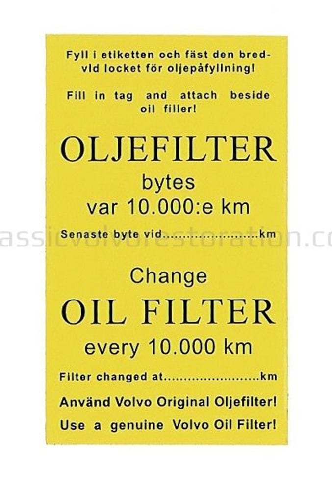 Autocollant d'entretien du filtre à huile — bild 2 av 2