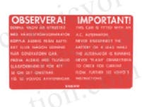 Autocollant alternateur rouge pour Volvo 123GT — bild 1 av 2